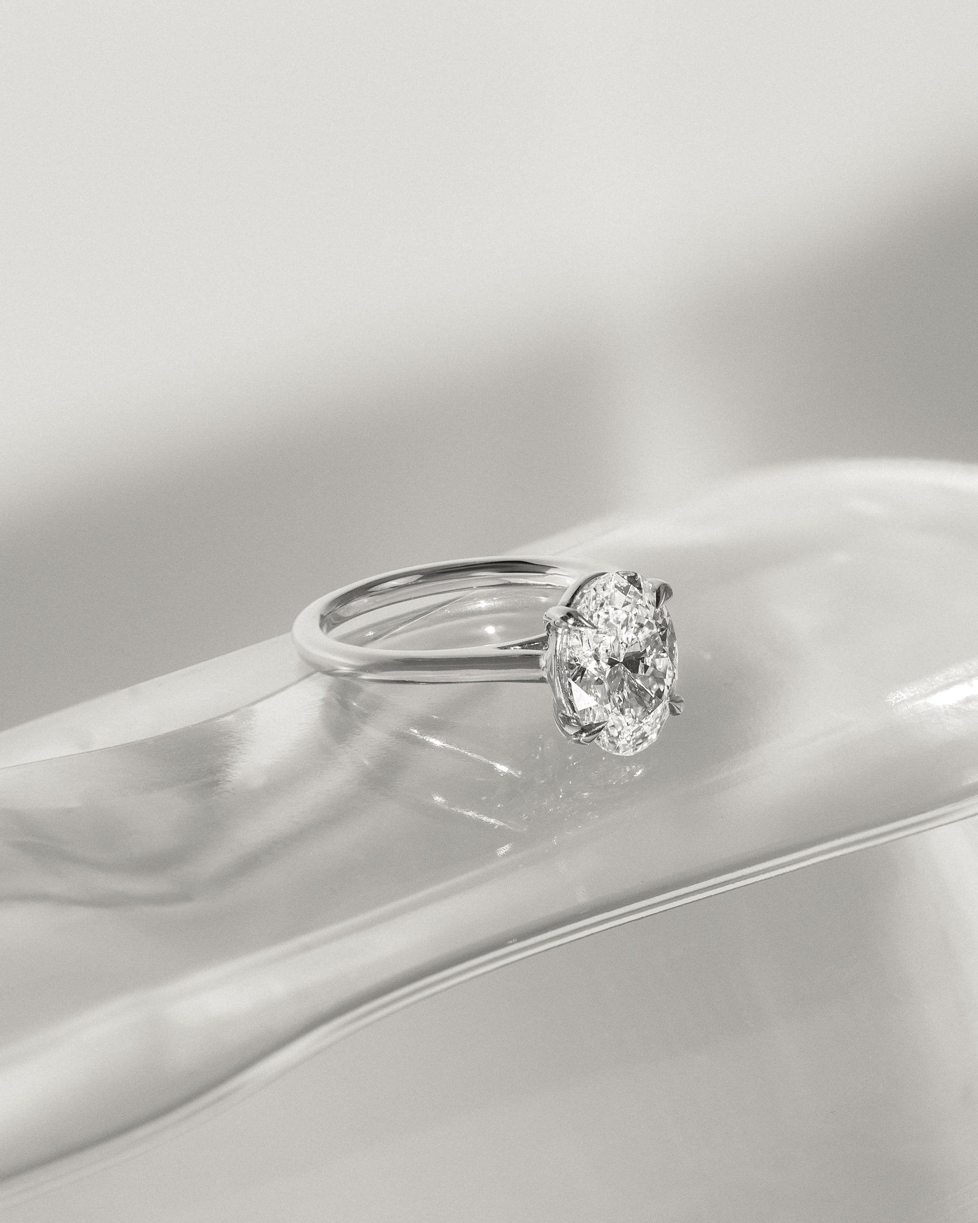 Hilary - Oval Claw Solitaire with Cathedral High Setting Engagement Ring - Rose Two-Tone - Lifestyle
