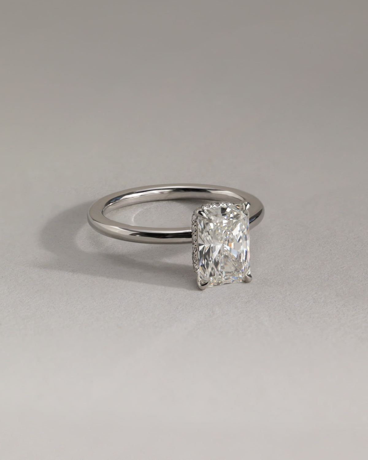 Liberty - Radiant Claw Solitaire with Wrap Around Hidden Halo Engagement Ring - Rose Two-Tone