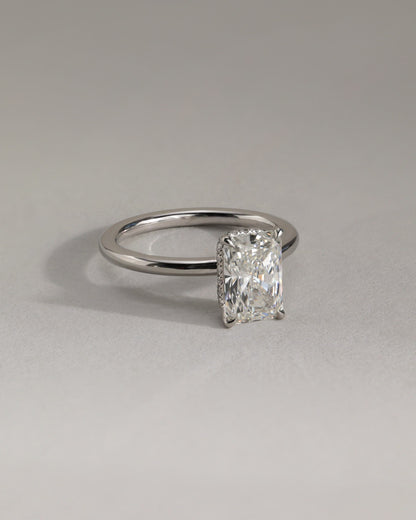 Liberty - Radiant Claw Solitaire with Wrap Around Hidden Halo Engagement Ring - Rose Two-Tone