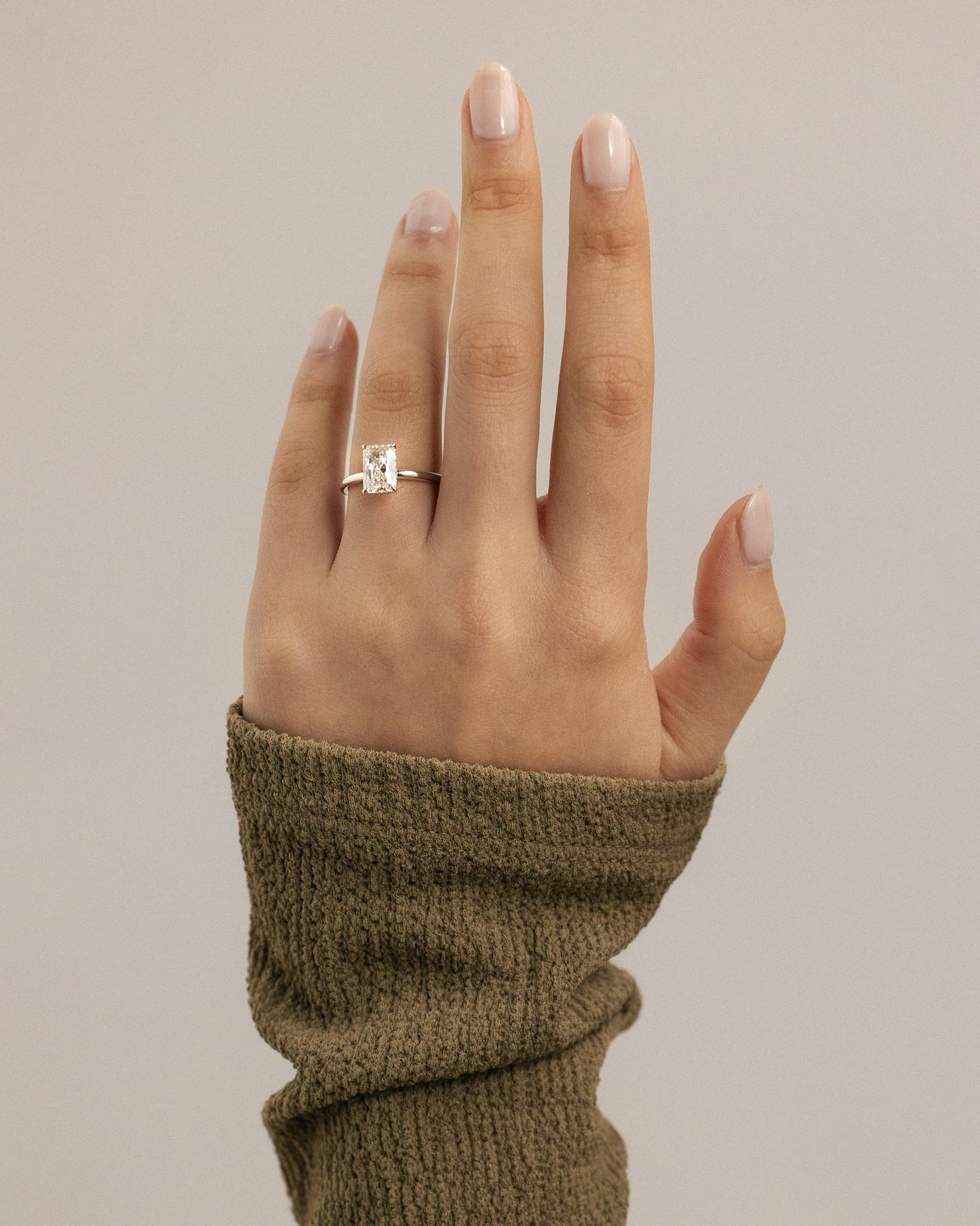 Liberty - Radiant Claw Solitaire with Wrap Around Hidden Halo Engagement Ring - Rose Two-Tone