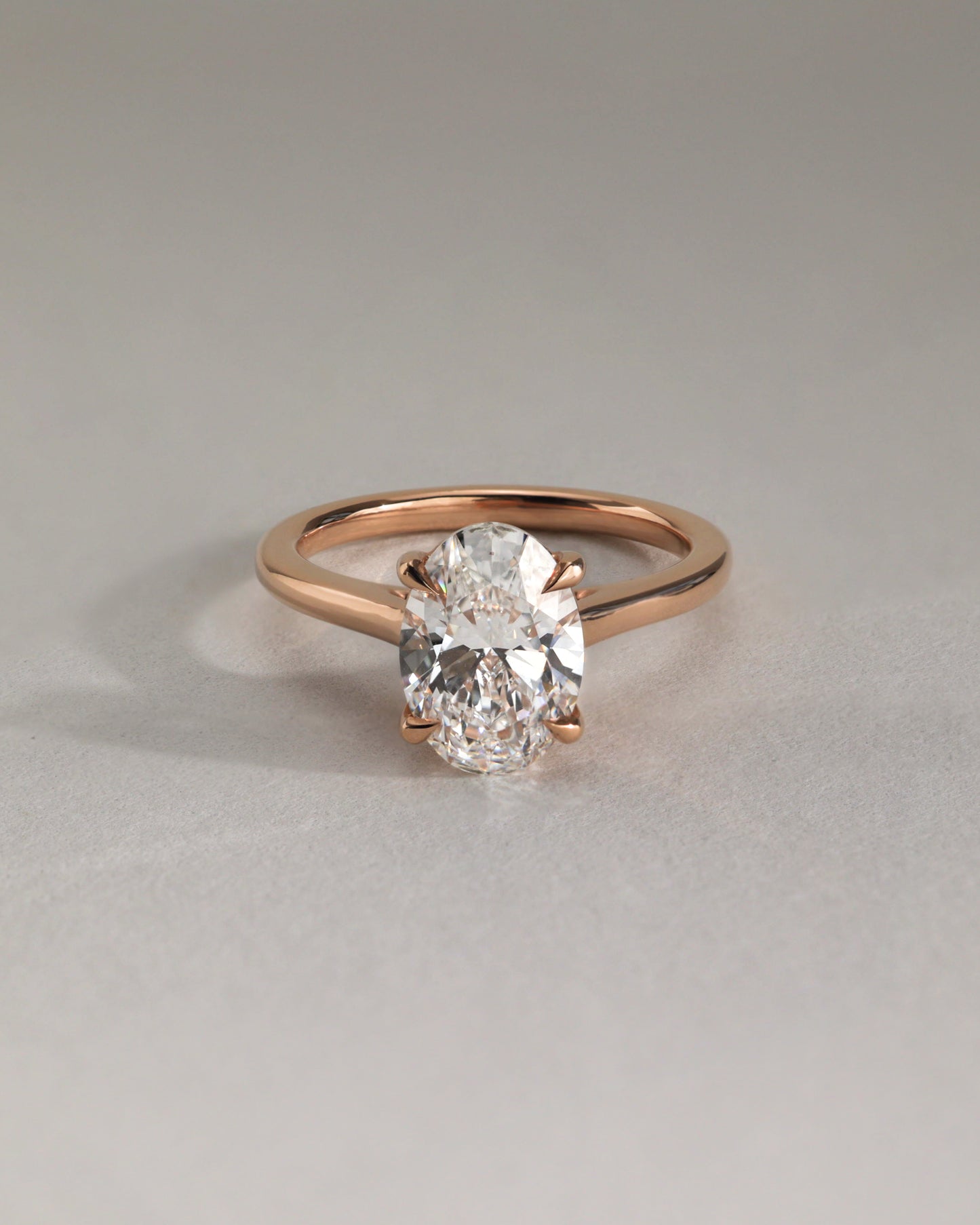 Hilary - Oval Claw Solitaire with Cathedral High Setting Engagement Ring - Rose Two-Tone - Lifestyle