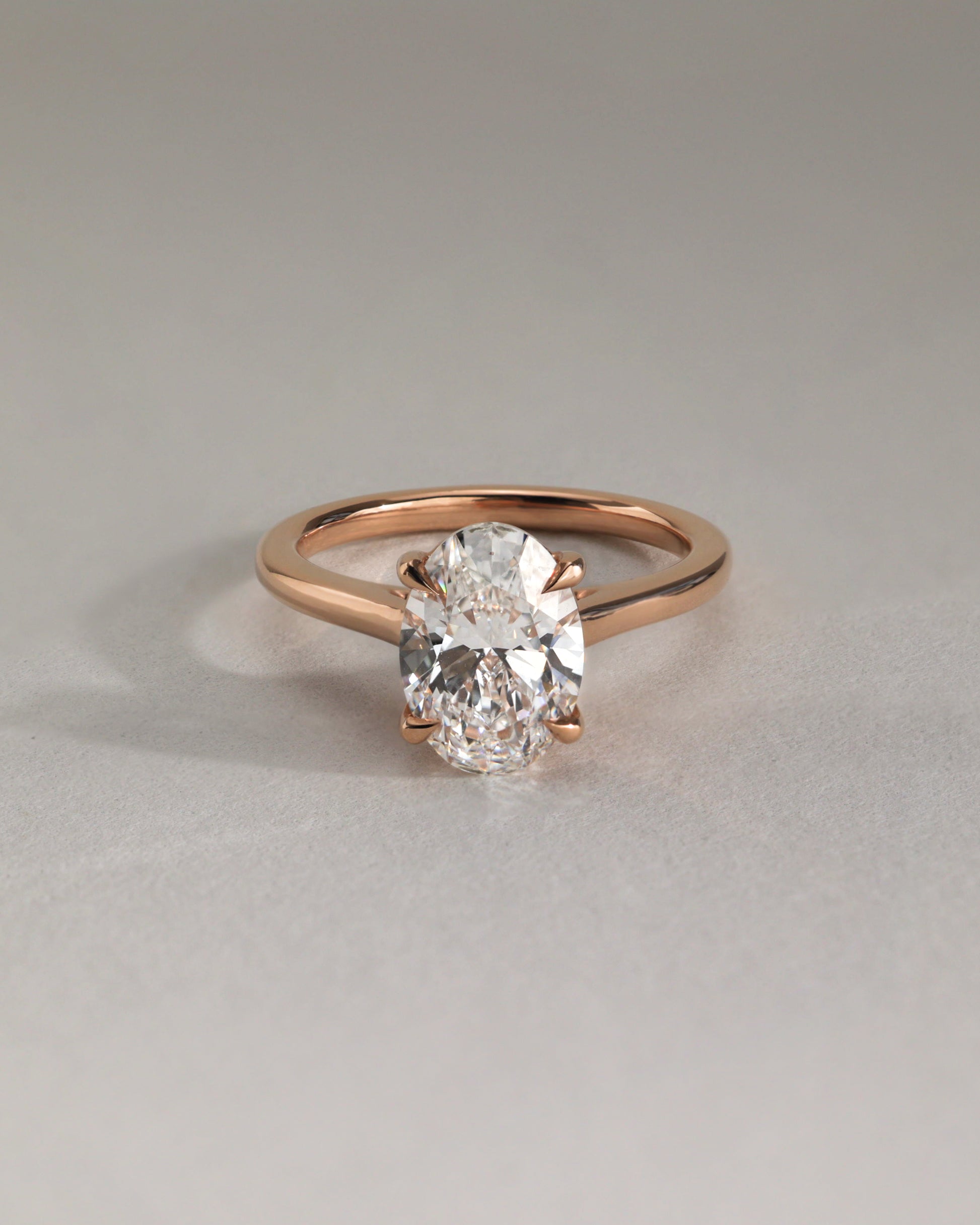 Hilary - Oval Claw Solitaire with Cathedral High Setting Engagement Ring - Rose Two-Tone - Lifestyle
