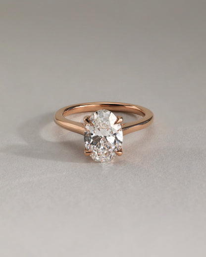 Hilary - Oval Claw Solitaire with Cathedral High Setting Engagement Ring - Yellow Gold