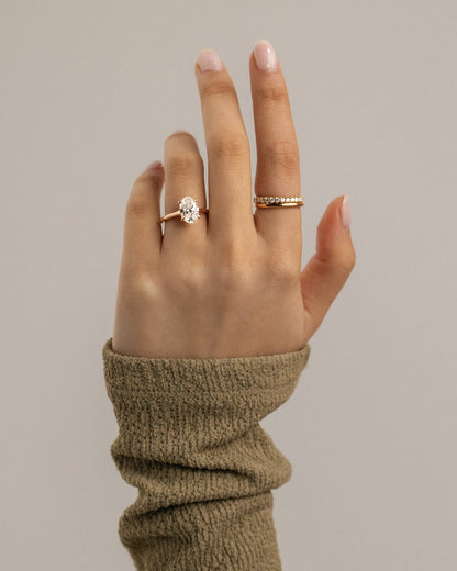 Hilary - Oval Claw Solitaire with Cathedral High Setting Engagement Ring - Yellow Gold