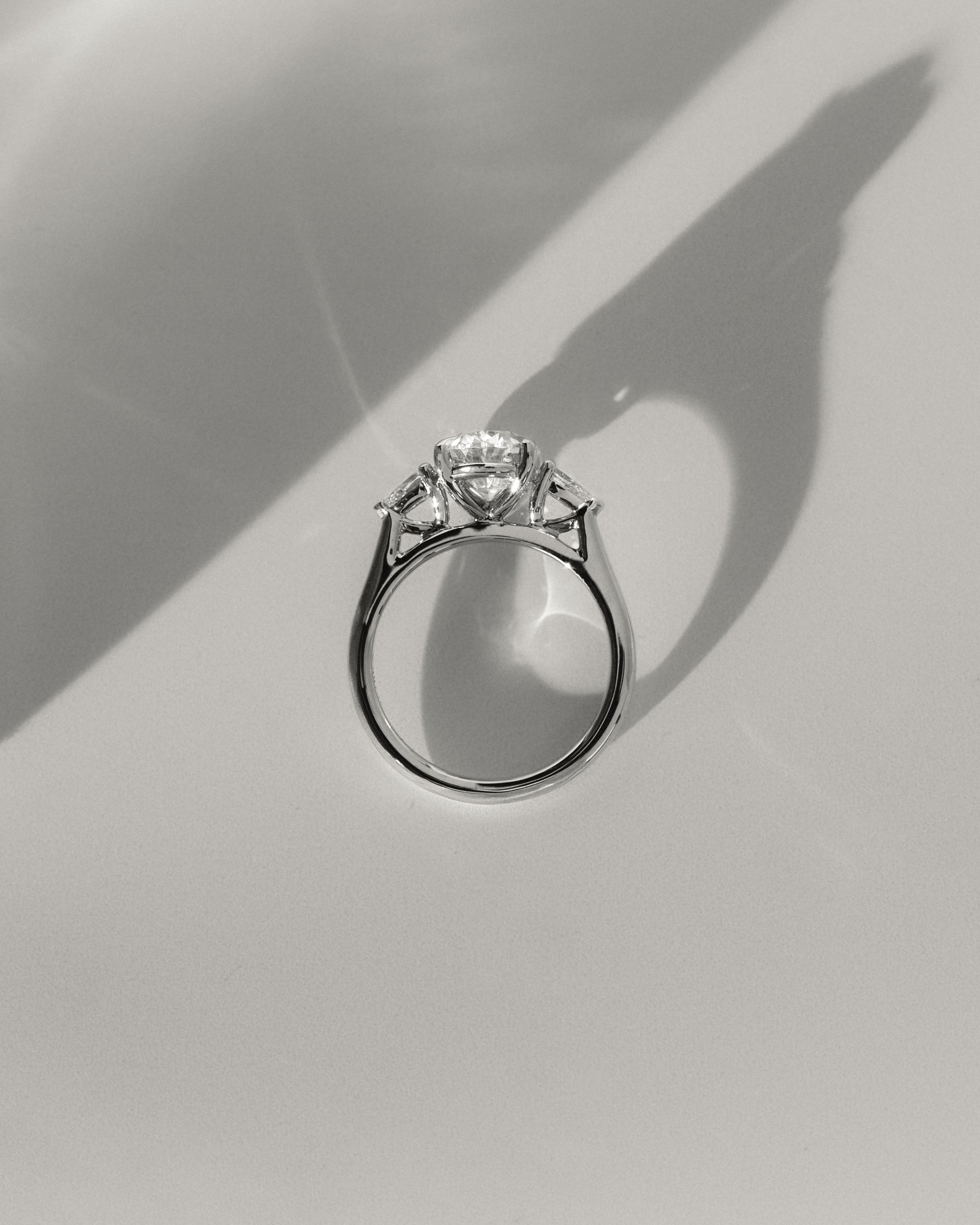 Alexia - Oval Claw Trilogy with Pear Side Stones and Cathedral Setting Engagement Ring - Rose Two-Tone - Lifestyle