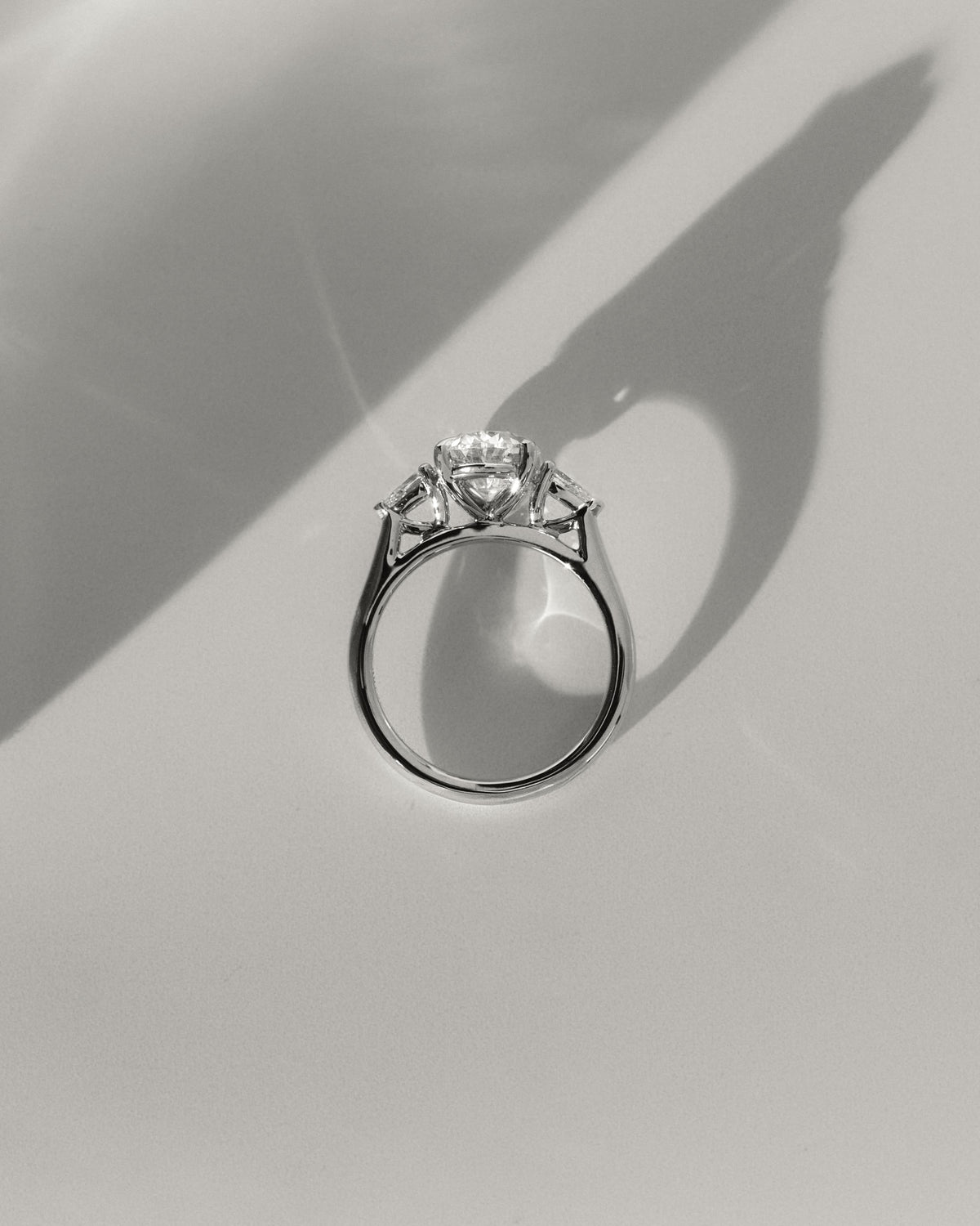Alexia - Oval Claw Trilogy with Pear Side Stones and Cathedral Setting Engagement Ring - Yellow Two-Tone - yellow two-tone - Lara Jewels