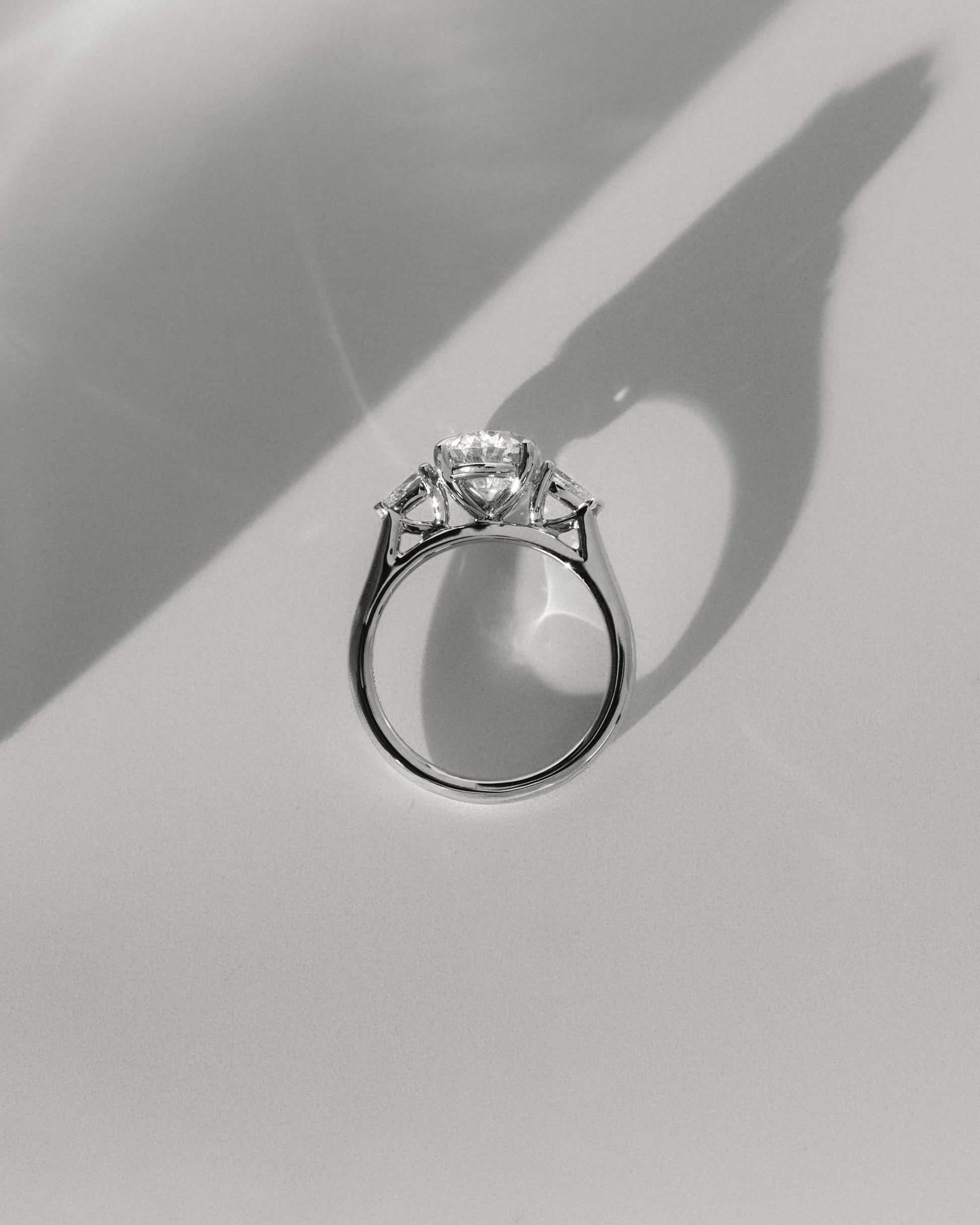 Alexia - Oval Claw Trilogy with Pear Side Stones and Cathedral Setting Engagement Ring - Rose Gold - rose gold - Lara Jewels