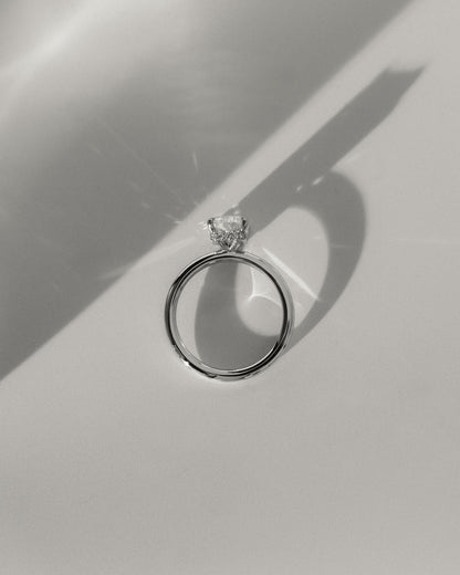 Liberty - Radiant Claw Solitaire with Wrap Around Hidden Halo Engagement Ring - Platinum