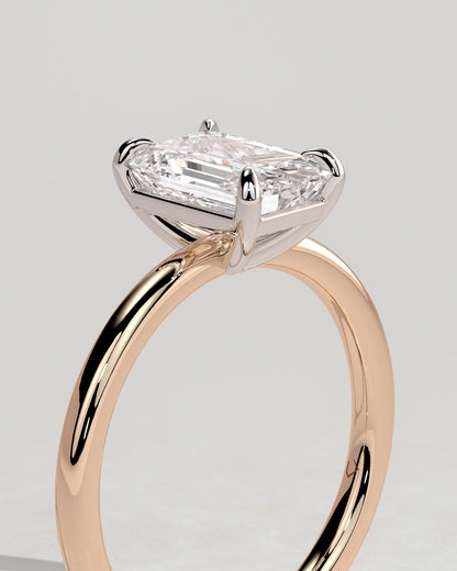 Alina - Emerald Claw Solitaire Engagement Ring - Rose Two-Tone - rose two-tone - Lara Jewels