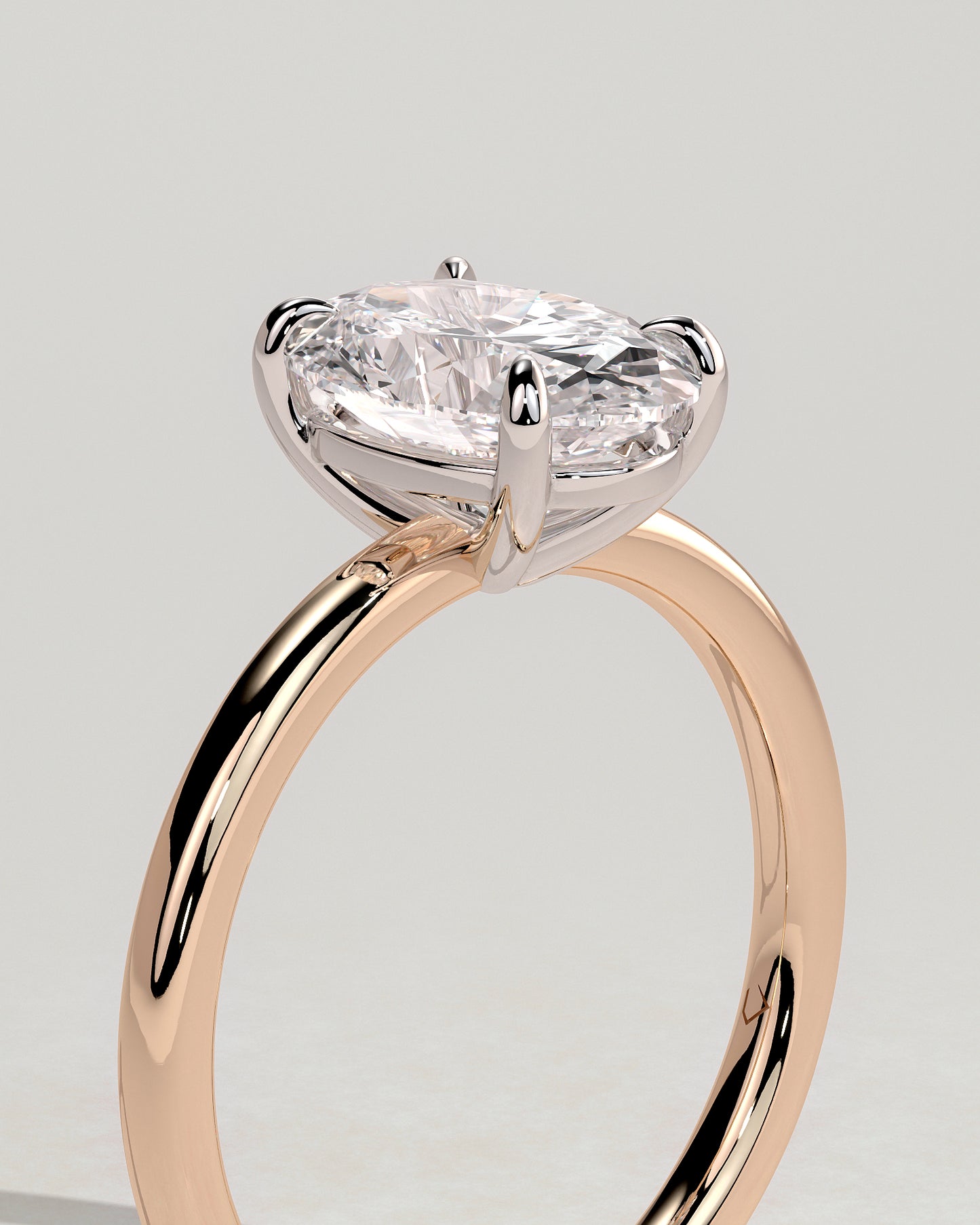 Daisy - Classic Oval Claw Solitaire Engagement Ring - Rose Two-Tone - Rose Two-Tone 2ct