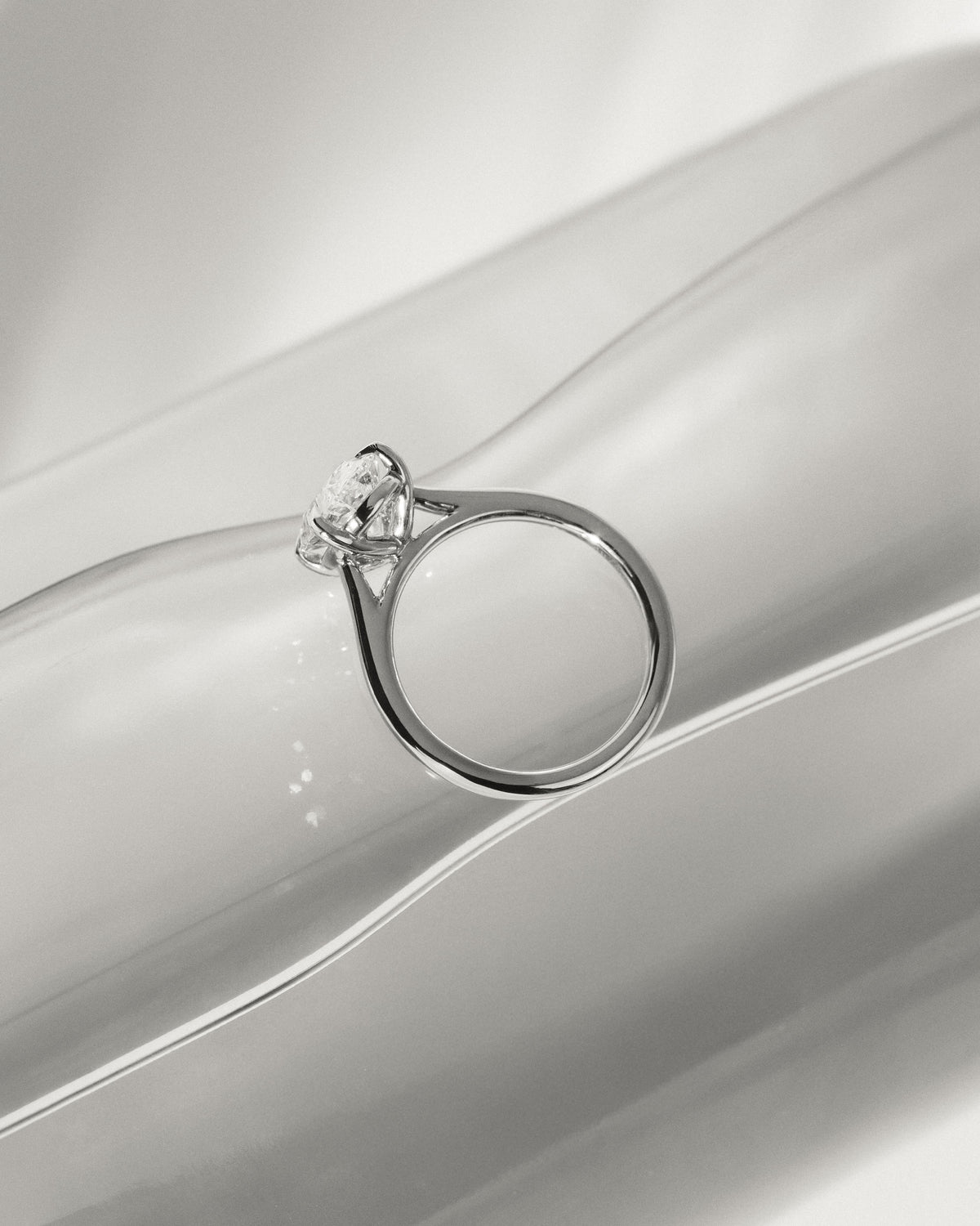 Hilary - Oval Claw Solitaire with Cathedral High Setting Engagement Ring - Yellow Gold