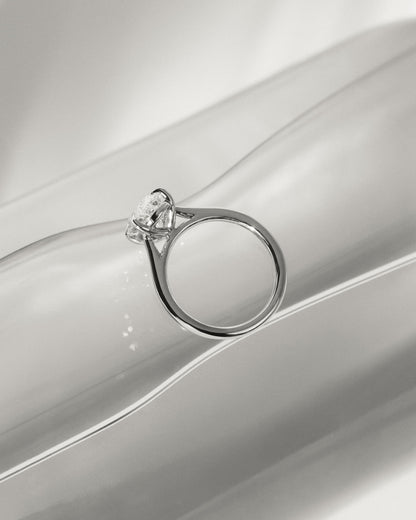 Hilary - Oval Claw Solitaire with Cathedral High Setting Engagement Ring - Yellow Gold