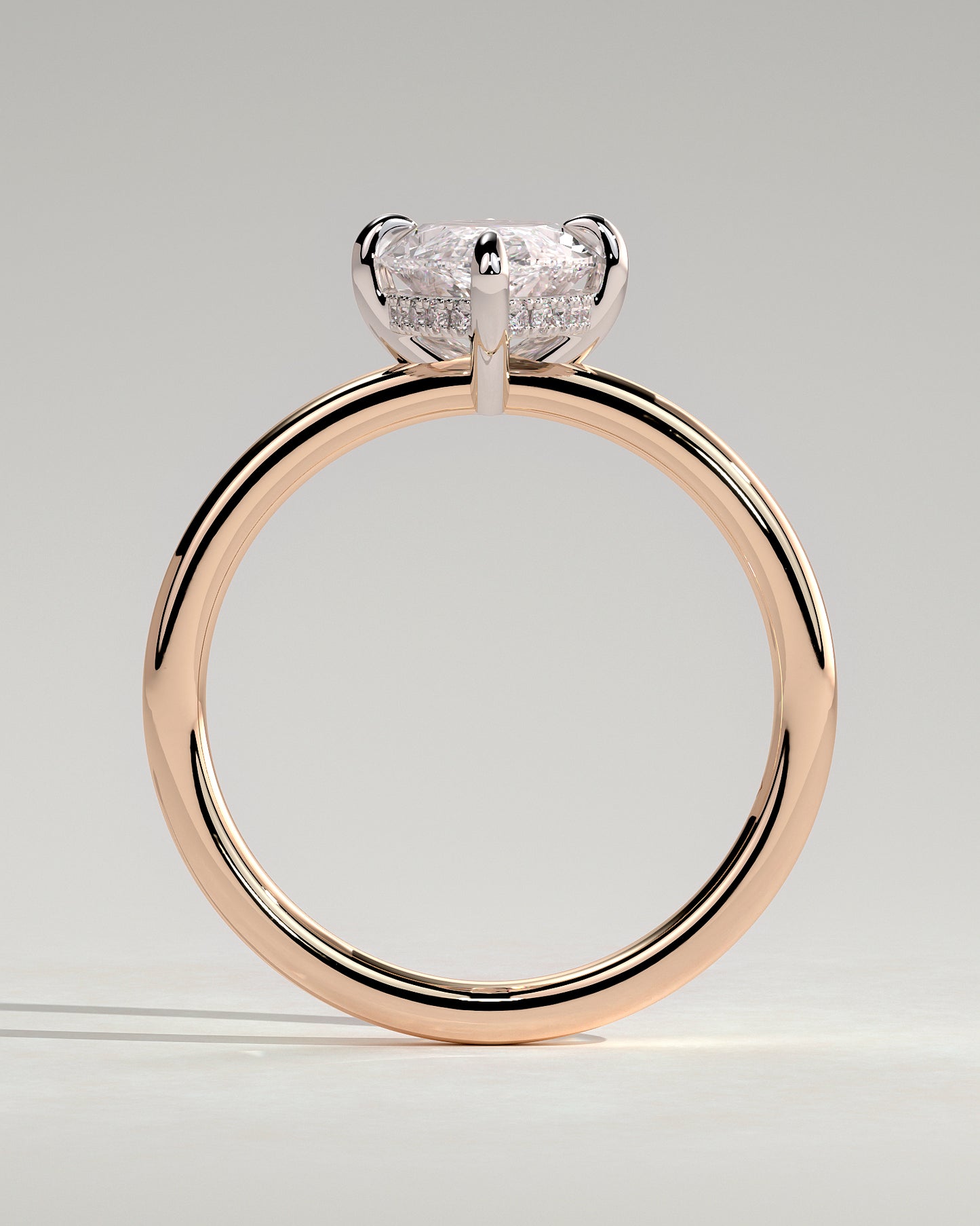 Hellen - Marquise Claw Solitaire with Hidden Halo Engagement Ring - Rose Two-Tone - Rose Two-Tone 2ct