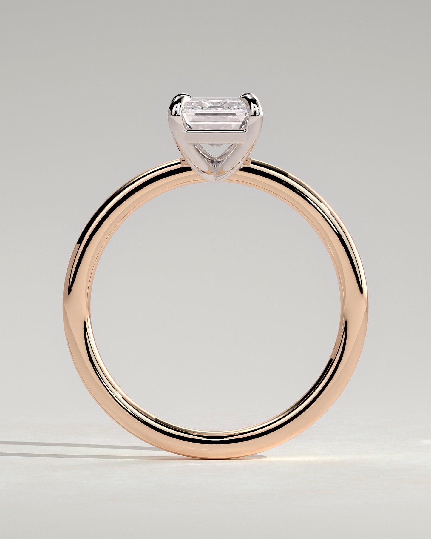 Alina - Emerald Claw Solitaire Engagement Ring - Rose Two-Tone - Rose Two-Tone 2ct