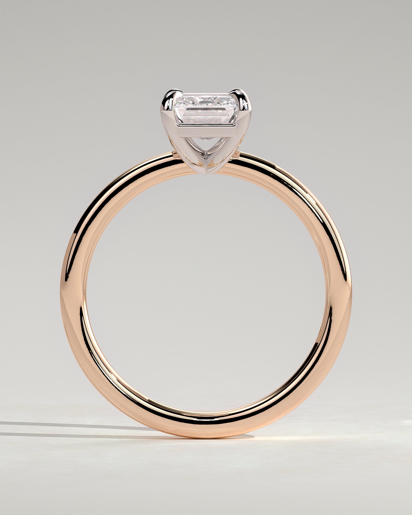 Alina - Emerald Claw Solitaire Engagement Ring - Rose Two-Tone - Rose Two-Tone 2ct
