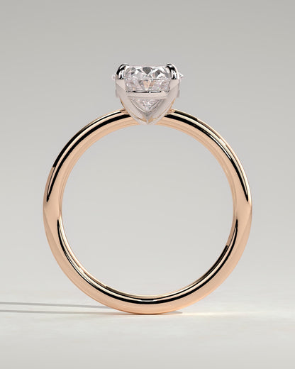 Daisy - Classic Oval Claw Solitaire Engagement Ring - Rose Two-Tone