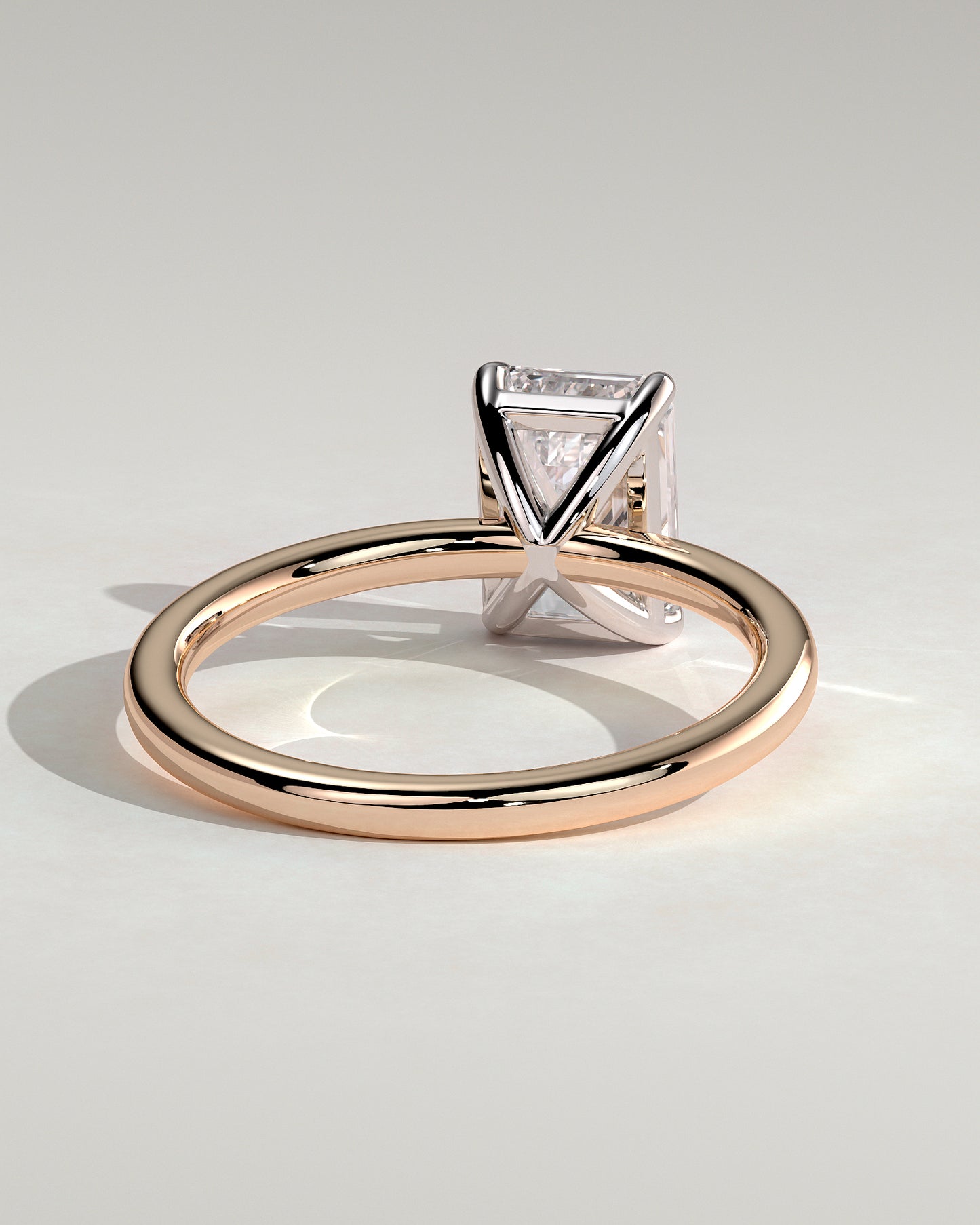Alina - Emerald Claw Solitaire Engagement Ring - Rose Two-Tone - Rose Two-Tone 2ct