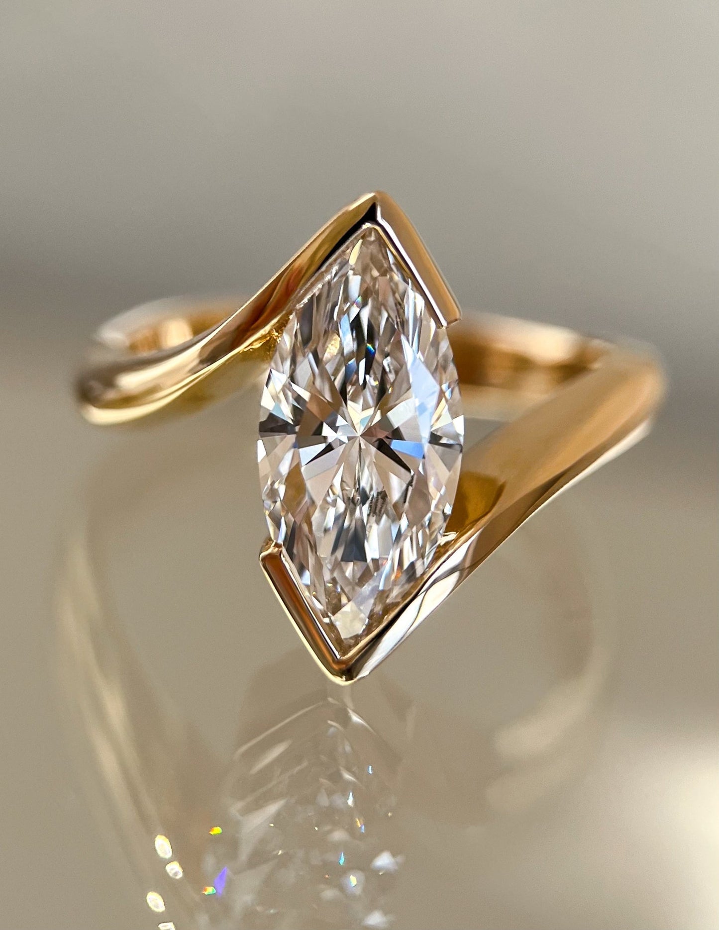 VERTICAL 2ct Marquise Rapture Ring — Half Bezel Setting