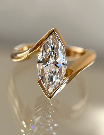 VERTICAL 2ct Marquise Rapture Ring — Half Bezel Setting