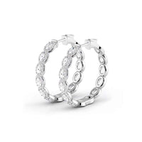 5.0 ctw. Oval Diamond Hoop Earrings Halo Style With Round Diamonds