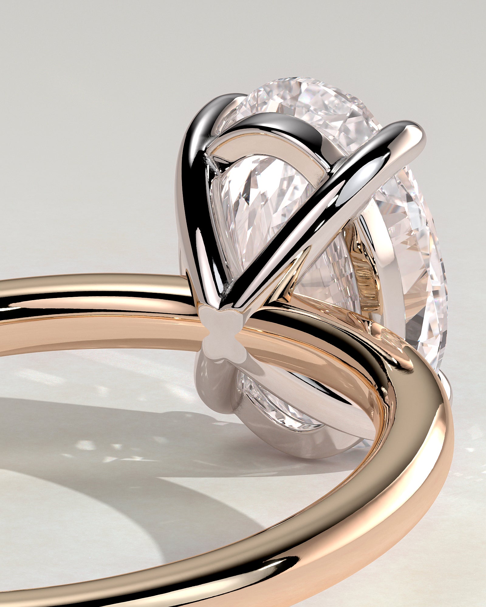 Daisy - Classic Oval Claw Solitaire Engagement Ring - Rose Two-Tone - Rose Two-Tone 2ct