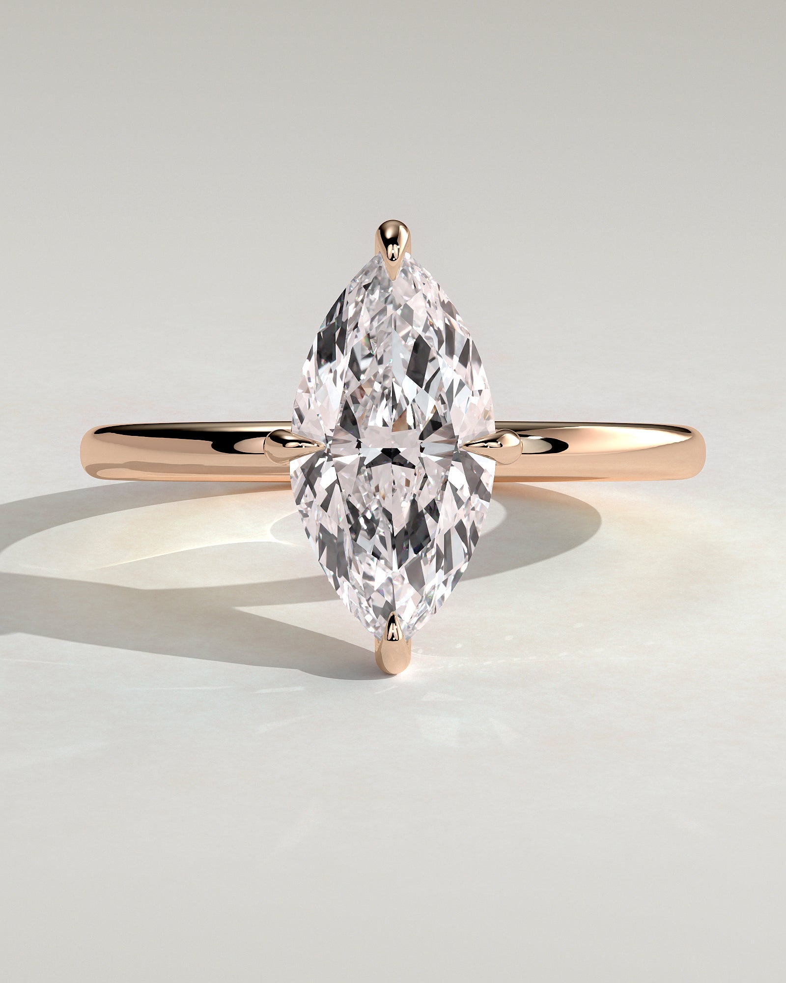 Hellen - Marquise Claw Solitaire with Hidden Halo Engagement Ring - Rose Gold - Rose Gold 2ct