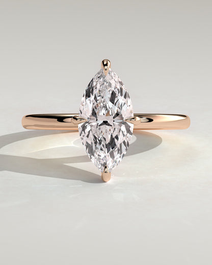Hellen - Marquise Claw Solitaire with Hidden Halo Engagement Ring - Rose Gold