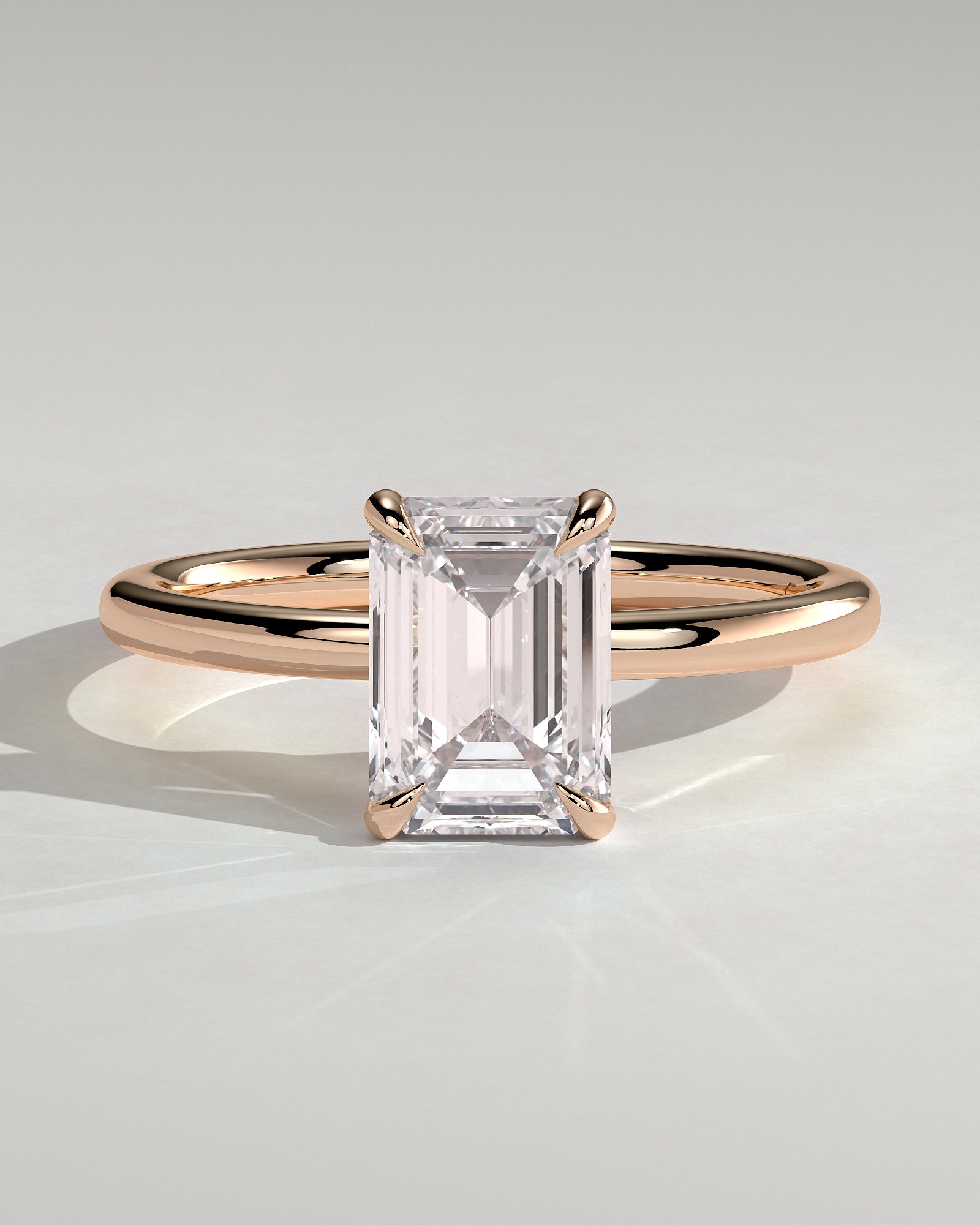 Alina - Emerald Claw Solitaire Engagement Ring - Rose Gold - Rose Gold 2ct