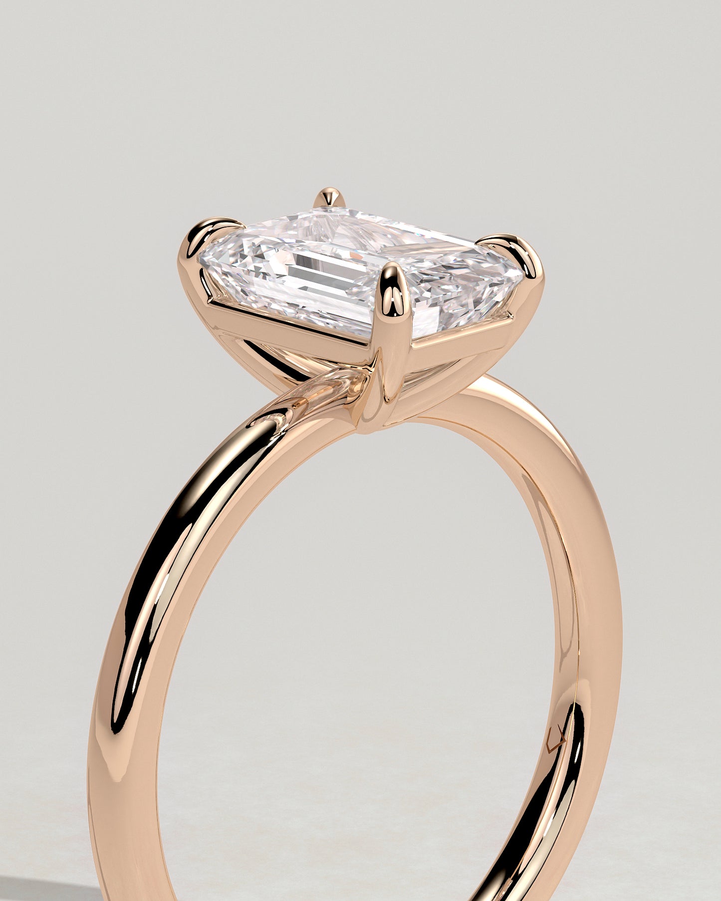 Alina - Emerald Claw Solitaire Engagement Ring - Rose Gold - Rose Gold 2ct