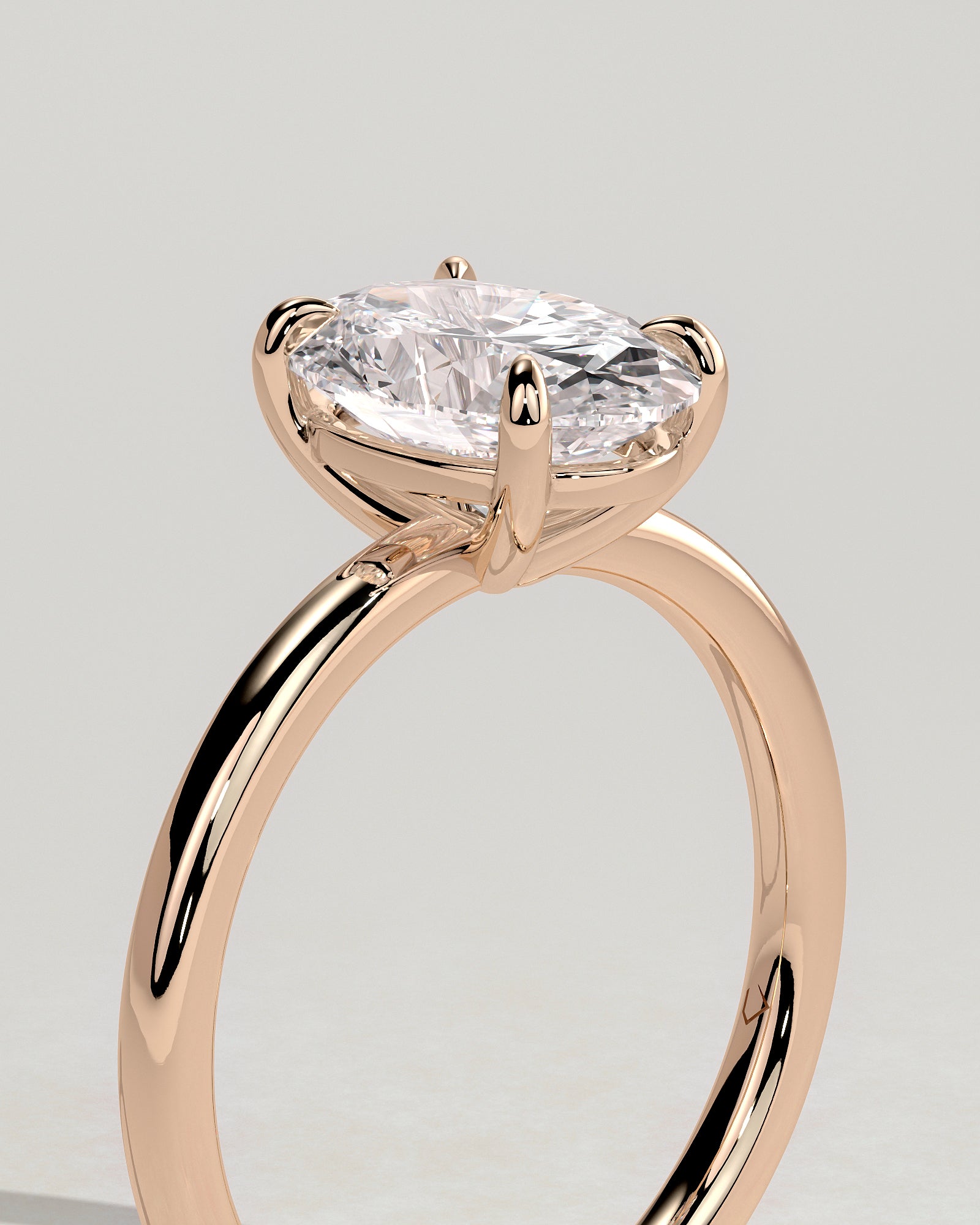 Daisy - Classic Oval Claw Solitaire Engagement Ring - Rose Gold - Rose Gold 2ct
