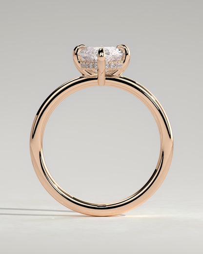 Hellen - Marquise Claw Solitaire with Hidden Halo Engagement Ring - Rose Gold