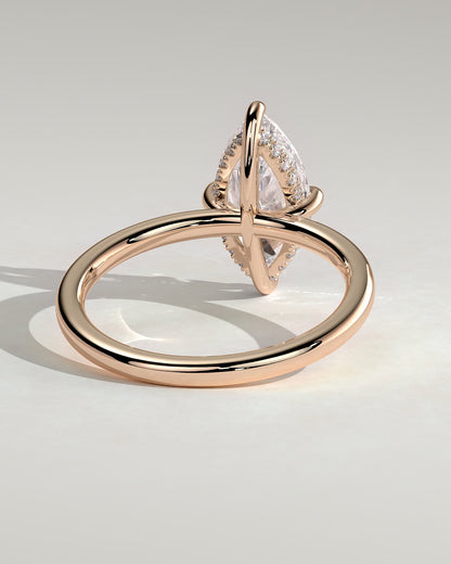Hellen - Marquise Claw Solitaire with Hidden Halo Engagement Ring - Rose Gold