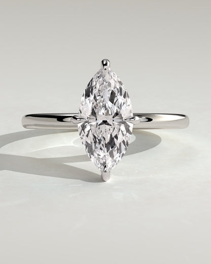 Hellen - Marquise Claw Solitaire with Hidden Halo Engagement Ring - White Gold