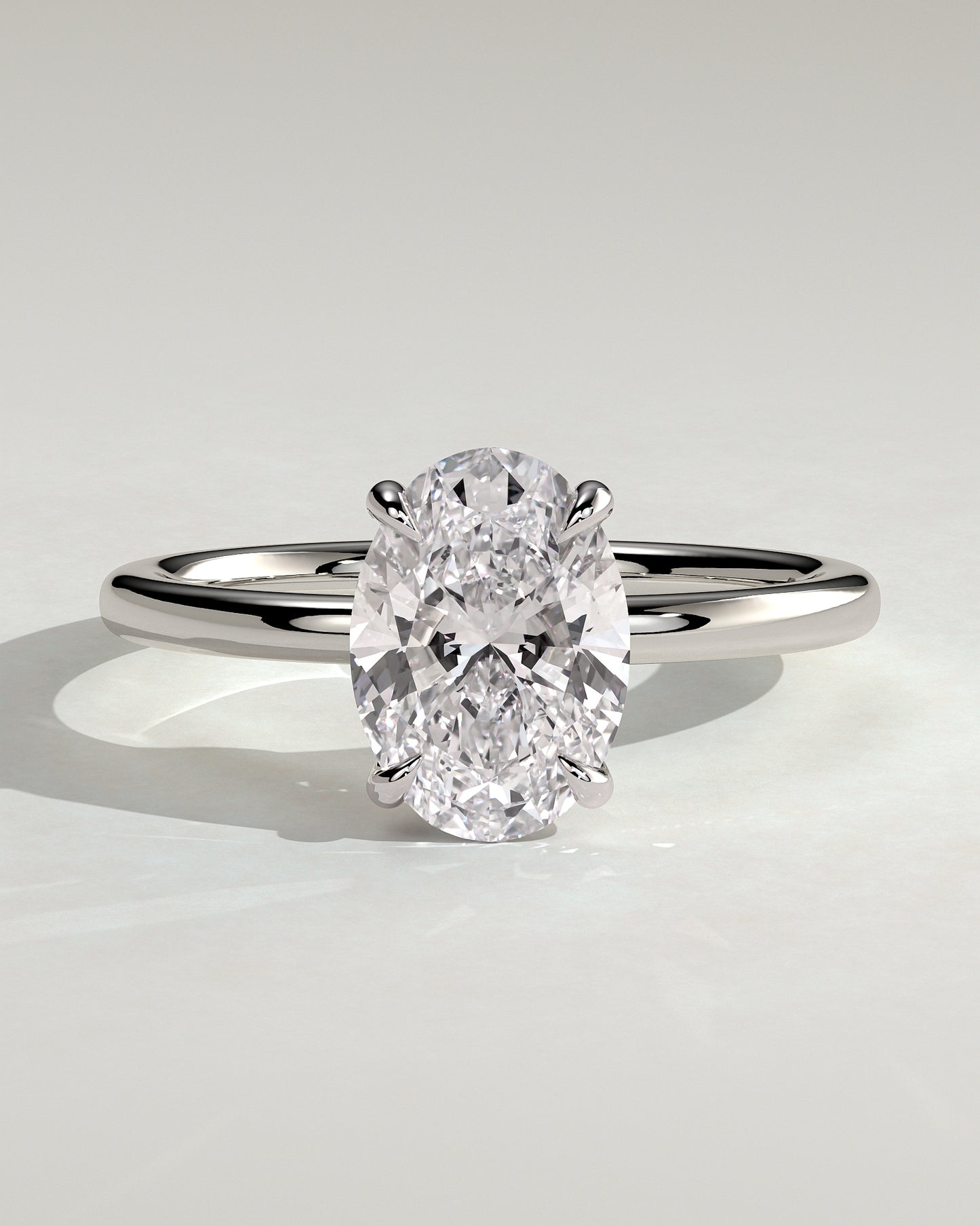 Daisy - Classic Oval Claw Solitaire Engagement Ring - Platinum - White Gold / Platinum 2ct