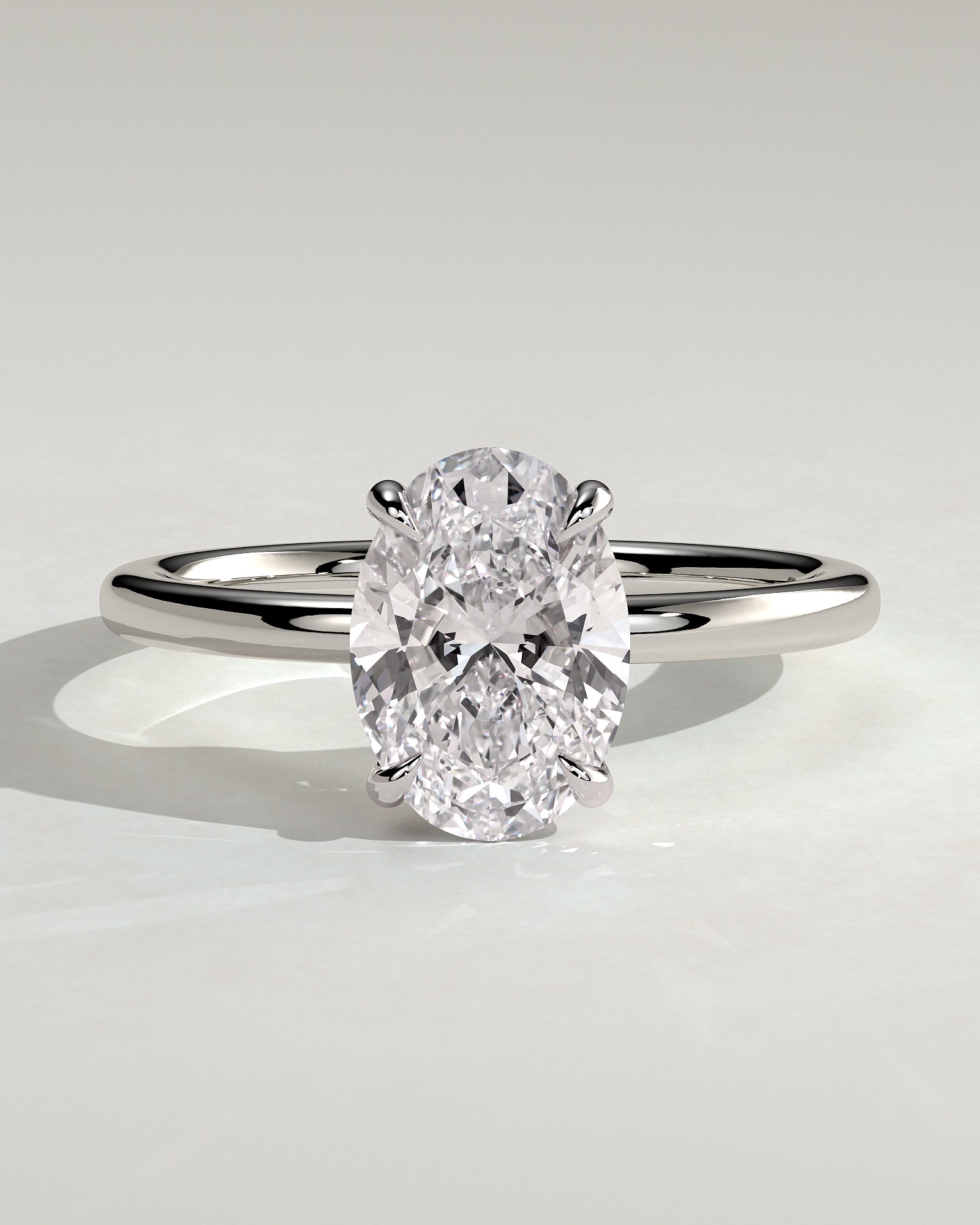 Daisy - Classic Oval Claw Solitaire Engagement Ring - Platinum - White Gold / Platinum 2ct