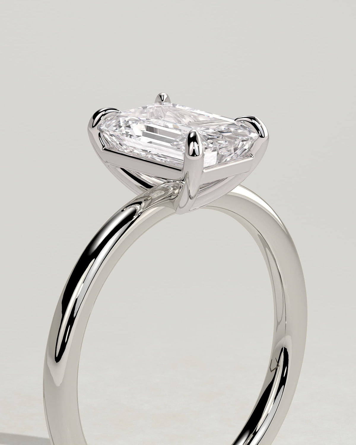 Alina - Emerald Claw Solitaire Engagement Ring - White Gold - white gold - Lara Jewels
