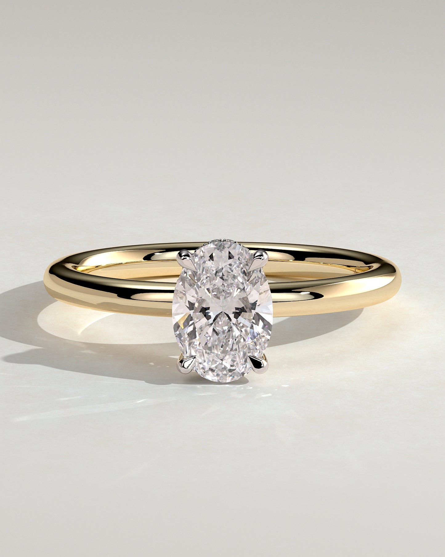 Emma  Oval Solitaire with Hidden Halo - 1ct Yellow Gold/White Gold