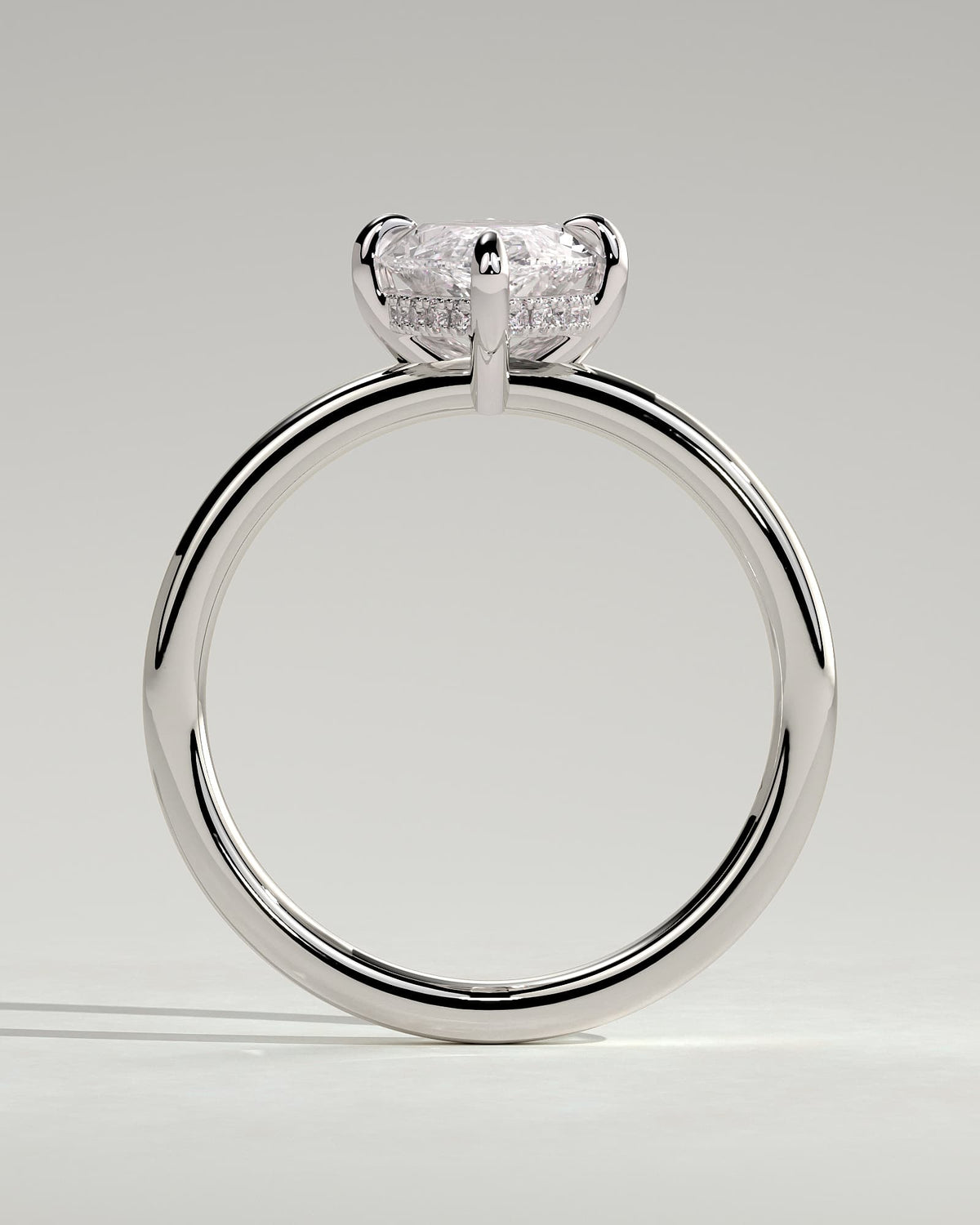 Hellen - Marquise Claw Solitaire with Hidden Halo Engagement Ring - White Gold