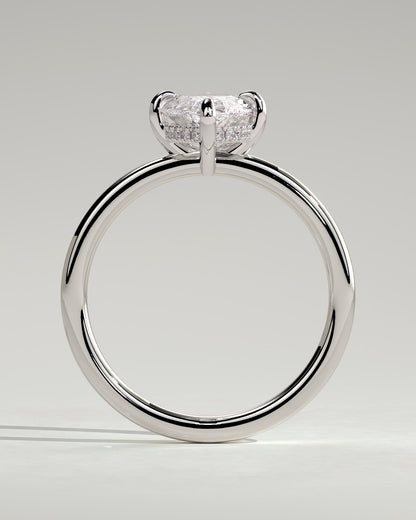 Hellen - Marquise Claw Solitaire with Hidden Halo Engagement Ring - White Gold