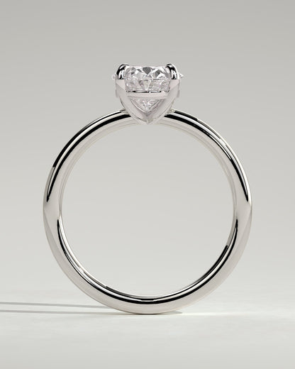 Daisy - Classic Oval Claw Solitaire Engagement Ring - White Gold
