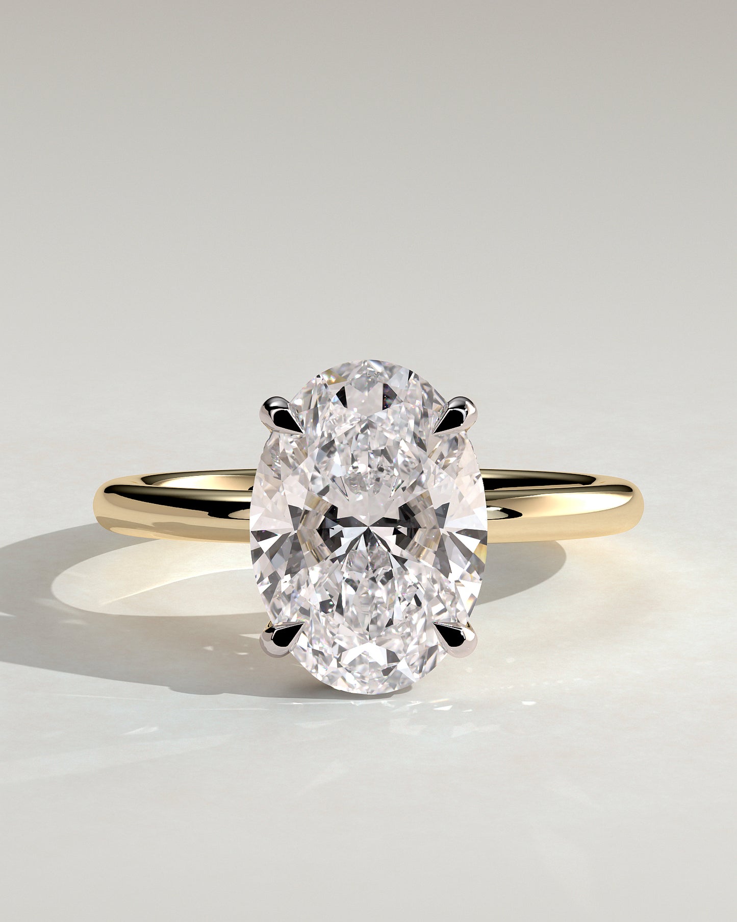 Emma  Oval Solitaire with Hidden Halo - 4ct Yellow Gold/White Gold