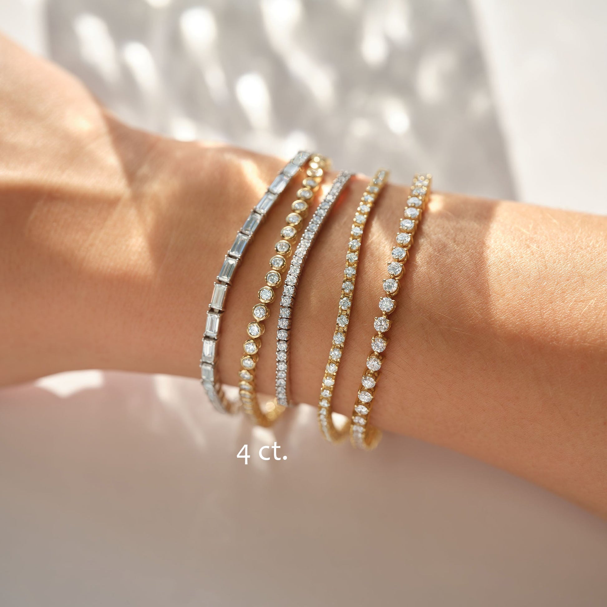 Bezel Set Round Diamond Tennis Bracelet - 14K White Gold - 2 Carat Total Weight
