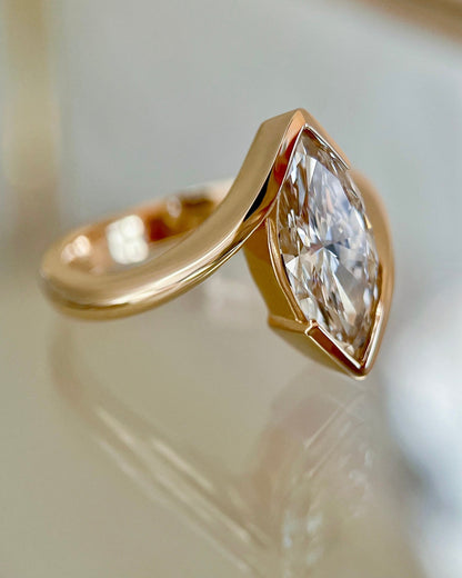 VERTICAL 2ct Marquise Rapture Ring — Half Bezel Setting