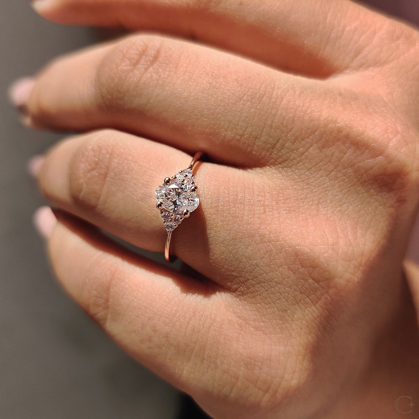 Oval Shaped Diamond Engagement Ring In Muse Style