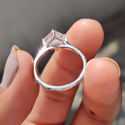 Asscher Cut Engagement Ring With Hidden Halo Design