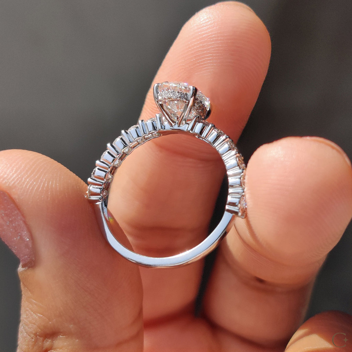 Oval Pave Engagement Ring In Hidden Halo Style