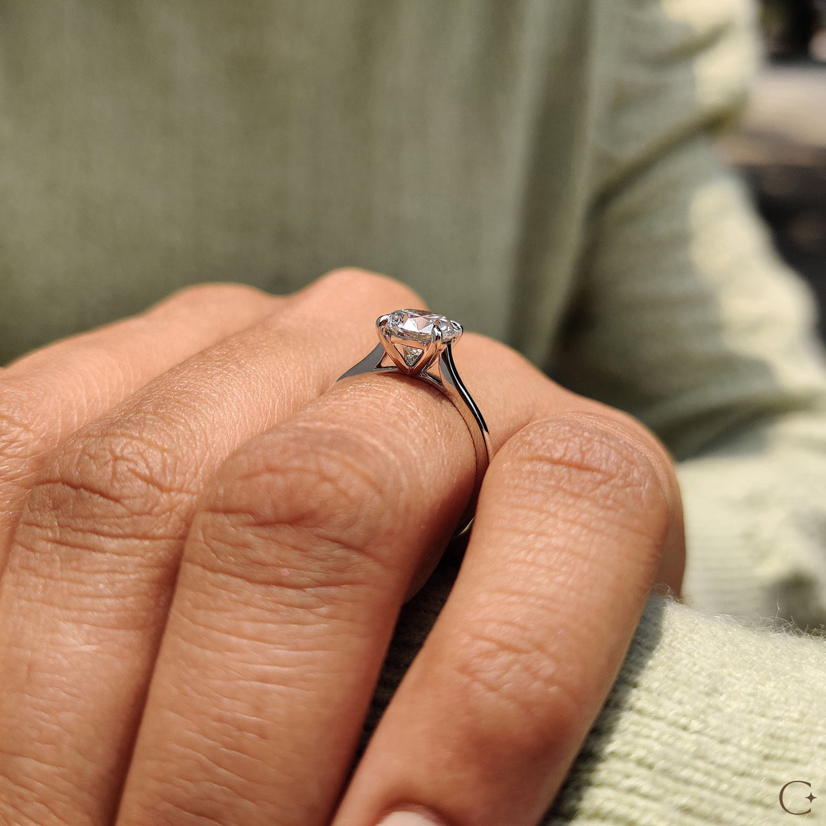 Cathedral Style Round Solitaire Diamond Ring