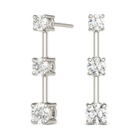 1.00 ctw Diamond Three Stone Drop Earrings