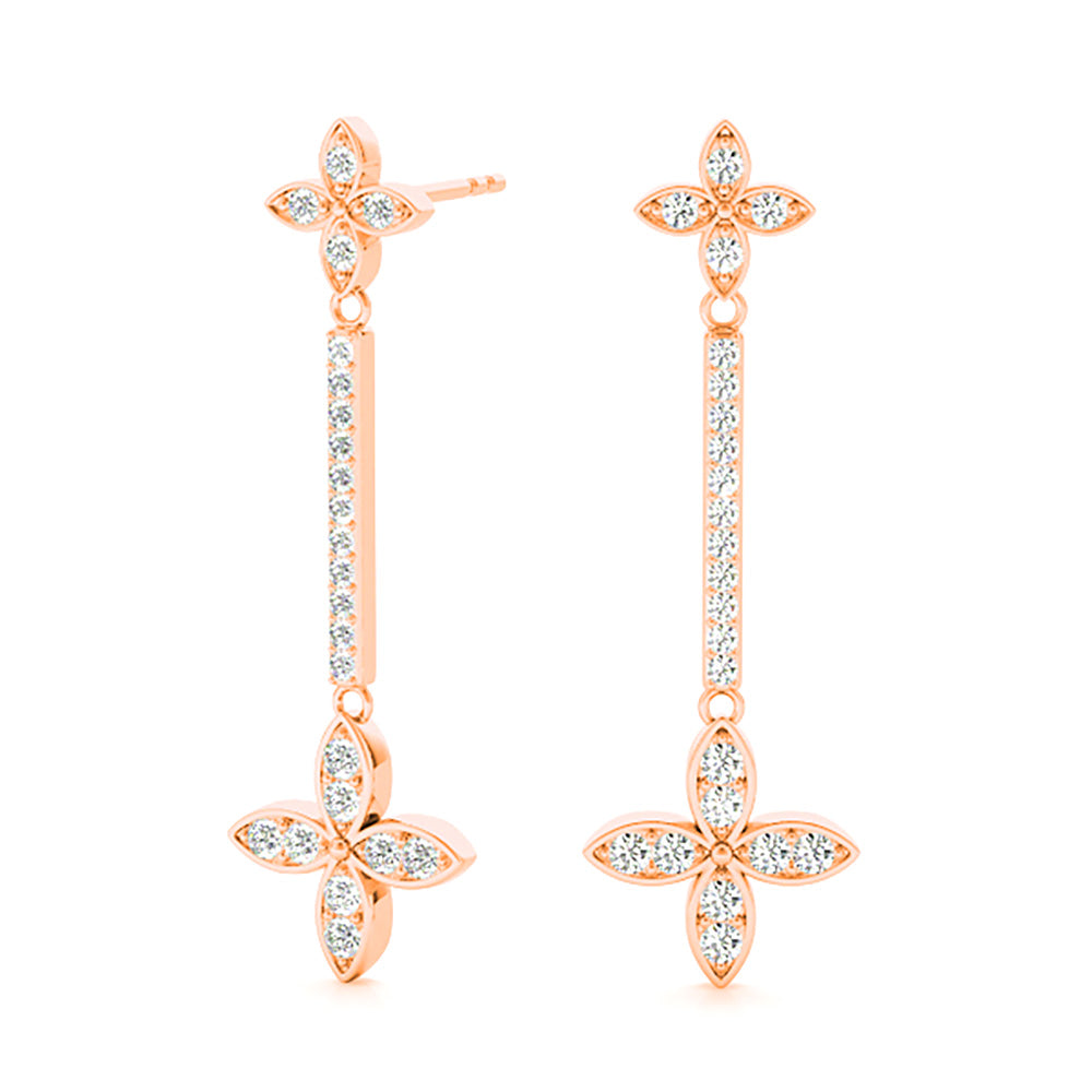 0.40 ctw Diamond Linear Drop Flower Earrings - Platinum 950
