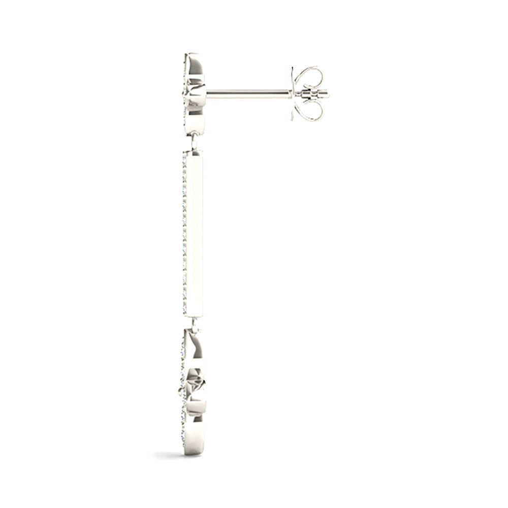 0.40 ctw Diamond Linear Drop Flower Earrings - 18K Yellow Gold